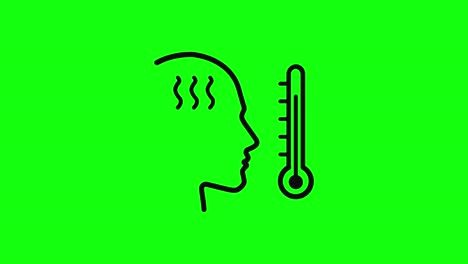 Symbol-Für-Heißes-Temperatur-Fieberthermometer,-Grüner-Bildschirm